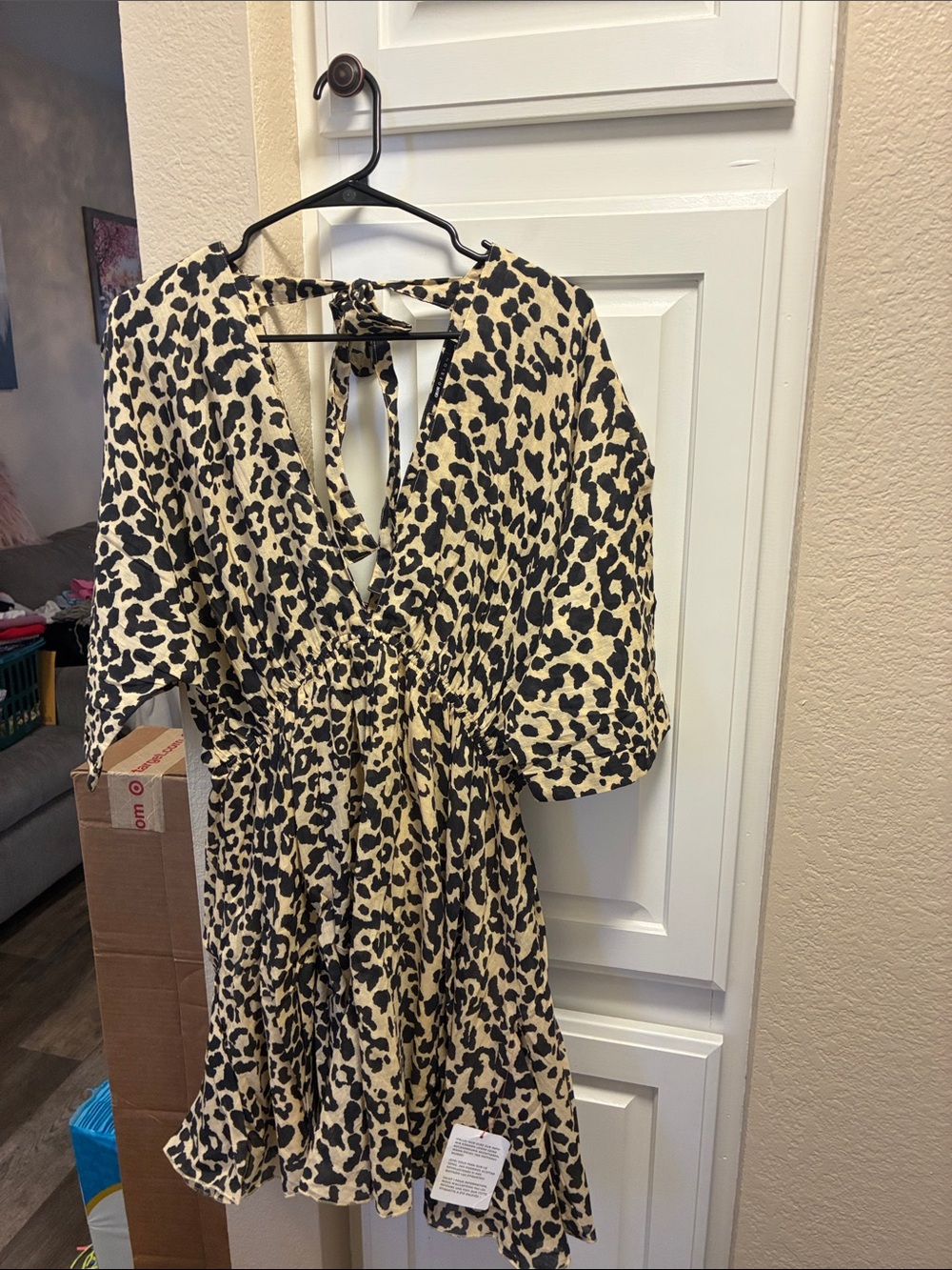 ASoS maternity Leopard Print 100% cotton Tie-Back V-Neck dress NWT